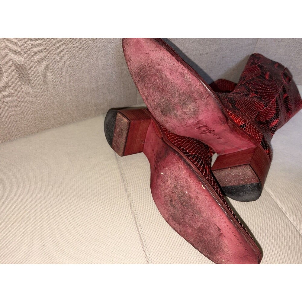 Snakeskin Cowboy Boots Red Women Sz 10 Snakeskin Cowboy Boots‎ Tall Rare - Picture 7 of 7